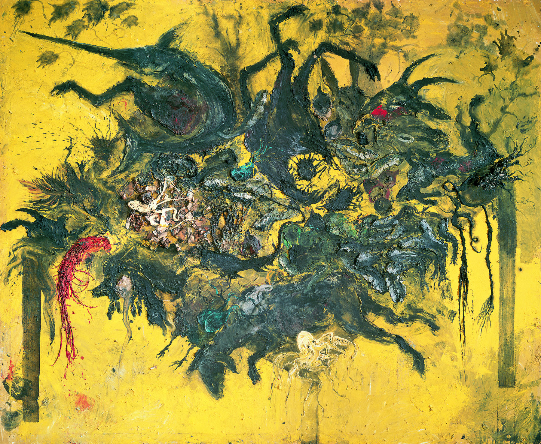 Barceló, Miquel. Taula amb polp i calamar, 1991. Técnica mixta sobre lenzo. 235x285 cm.