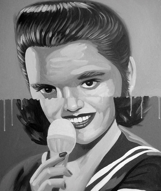 Anti-faces nº4, Elvis Presley/Lana Turnert. Acrílico sobre lenzo. 55x46 cm, 2011