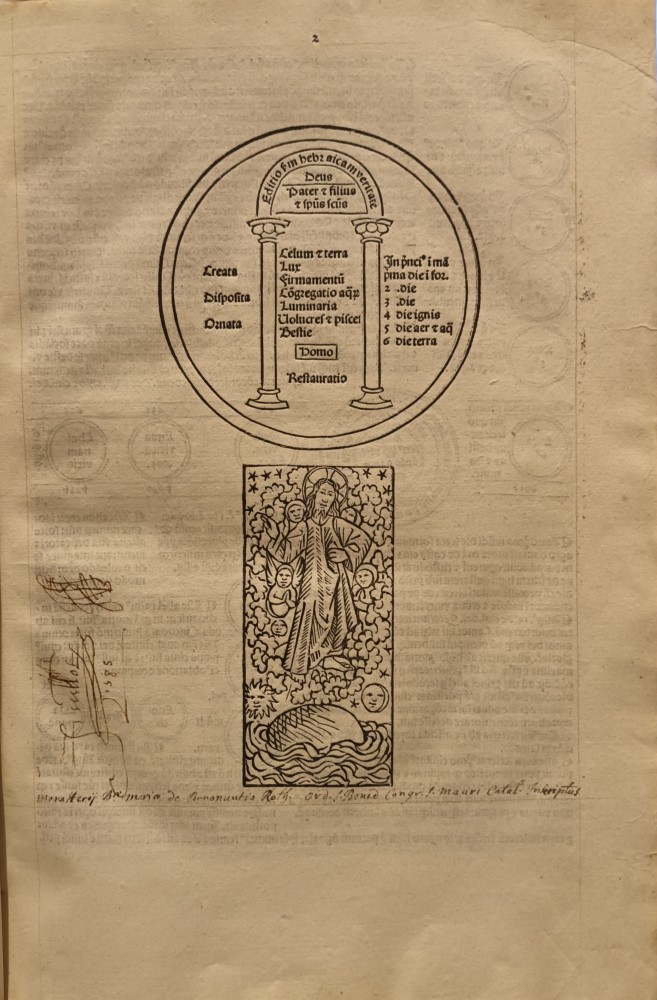 Páxina do <i>Fasciculus Temporum</i>. Fonte: Biblioteca Franciscana