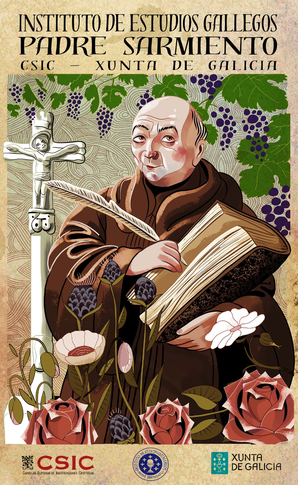 Ilustración a retratar o Padre Sarmiento. Fonte: IEGPS