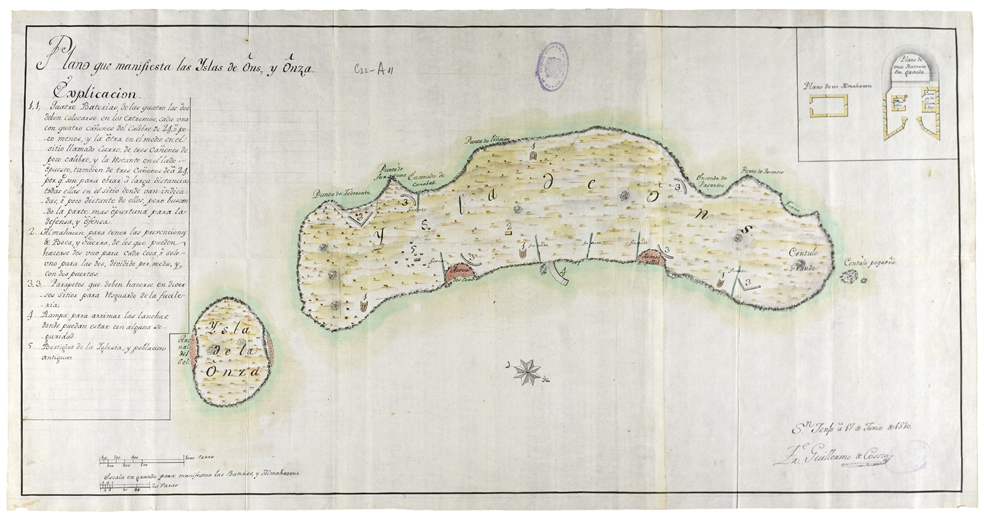 Plano que manifesta as illas de Ons e Onza, 1810