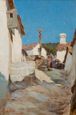 Alfredo Souto, <i>Vista dunha rúa da aldea de Estribela</i>, 1900