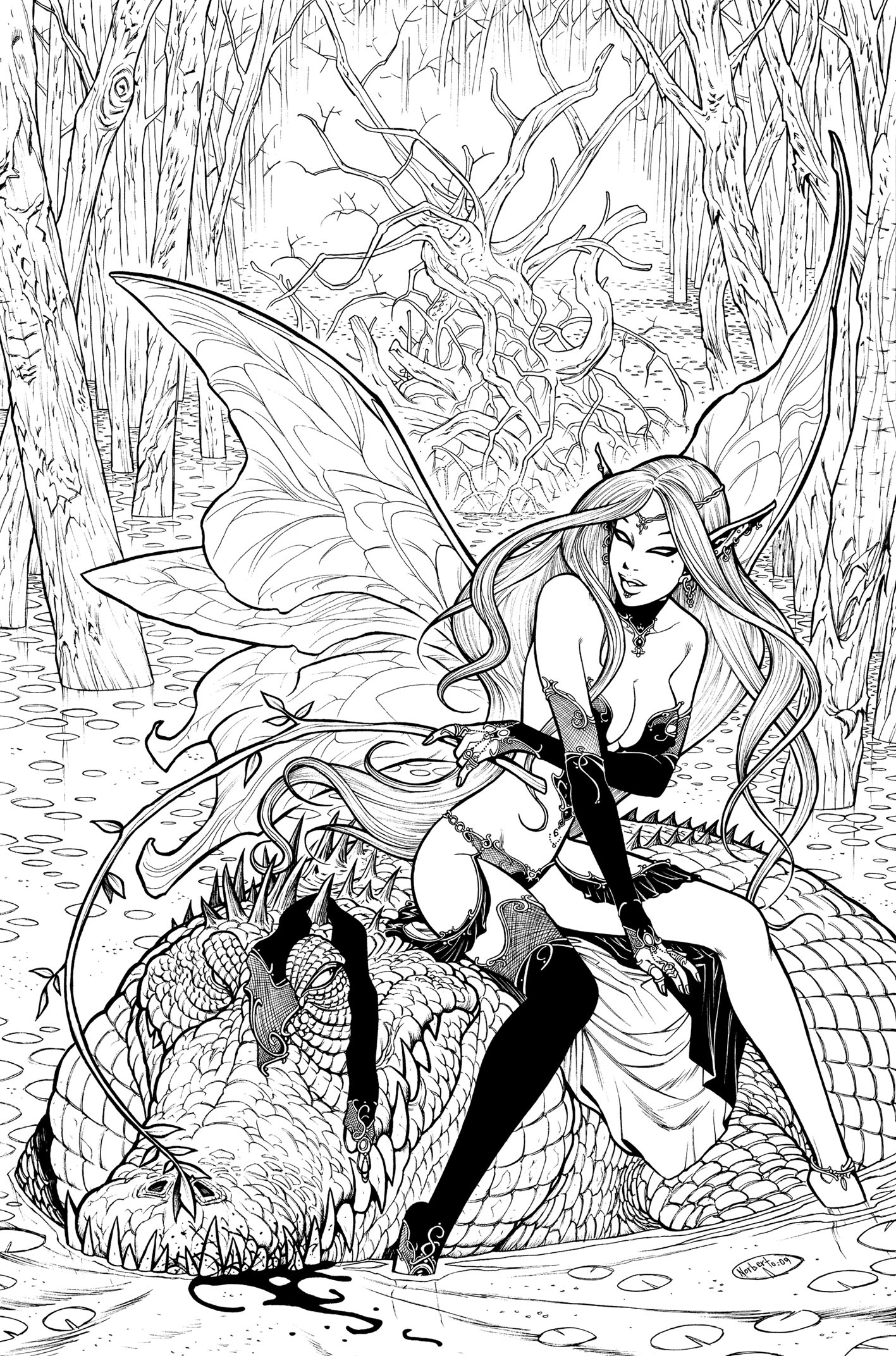 Ilustración de Norberto Fernández para capa de <i>Grimm Fairy Tales</i>