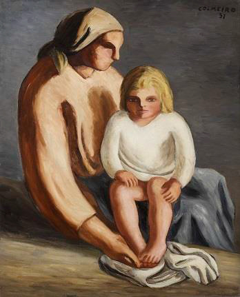 Manuel Colmeiro. 'Maternidade (Muller con neno)' 1931.Óleo sobre lenzo. Colección Familia Colmeiro