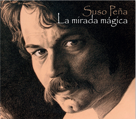 Autorretrato de Suso Peña na capa do libro <i>La mirada mágica</i>