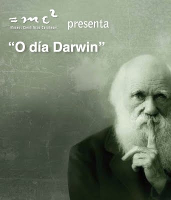 Cartel do que os Museos Científicos Coruñeses celebraron o dia Darwin