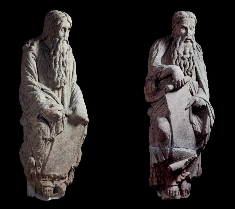 As estatuas en mans dos Franco. Foto: Margen Fotografía / © Museo Catedral de Santiago. Fonte: Consello da Cultura Galega