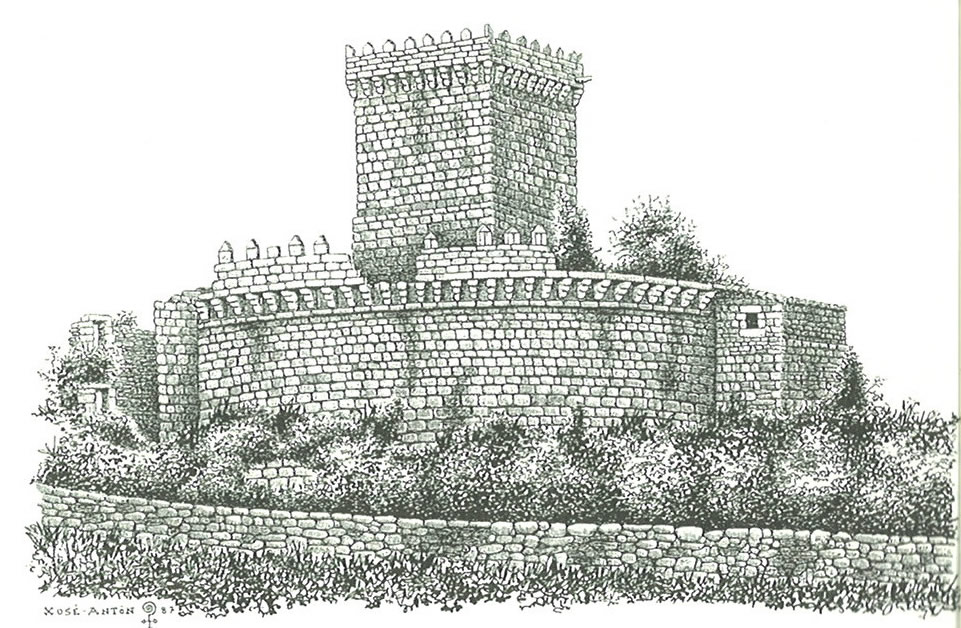 Castelo de Ferreira (Pantón). Ilustración: Xosé Antón García Gonzáles Ledo