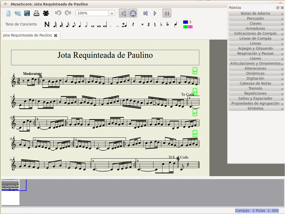 Partitura en XML de <i>Folkoteka Galega</i>