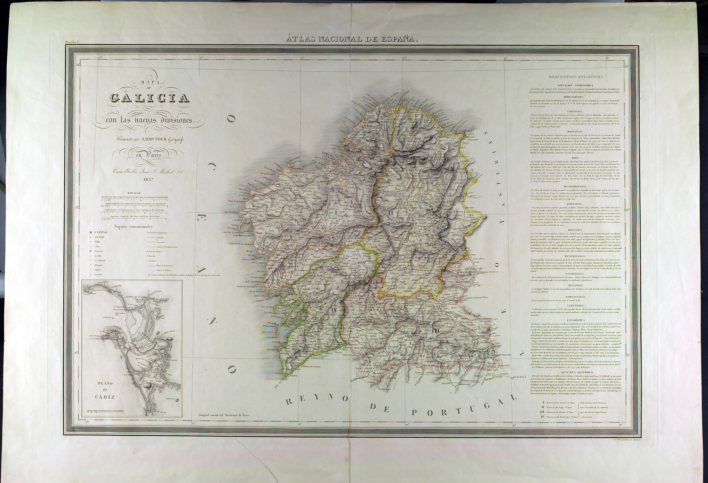 Mapa de Galicia coas novas divisións. 1837