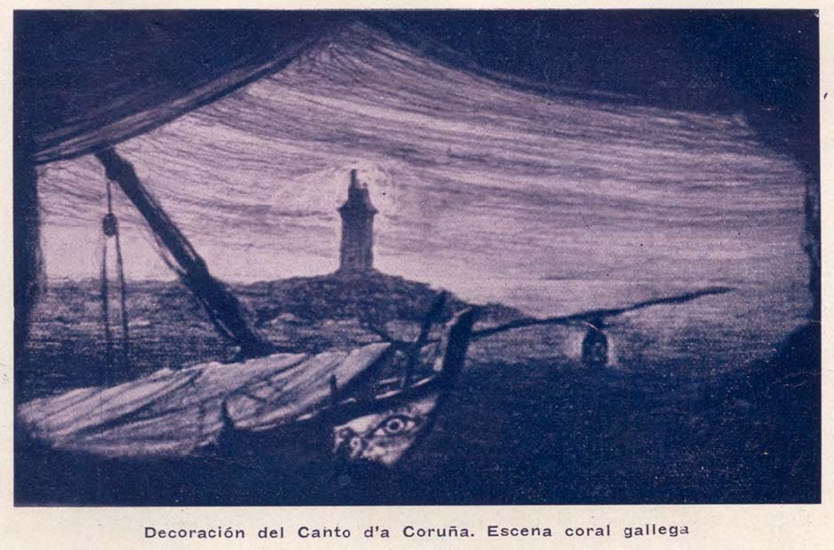 Escenografías de Díaz Baliño para os cantos populares, 1929