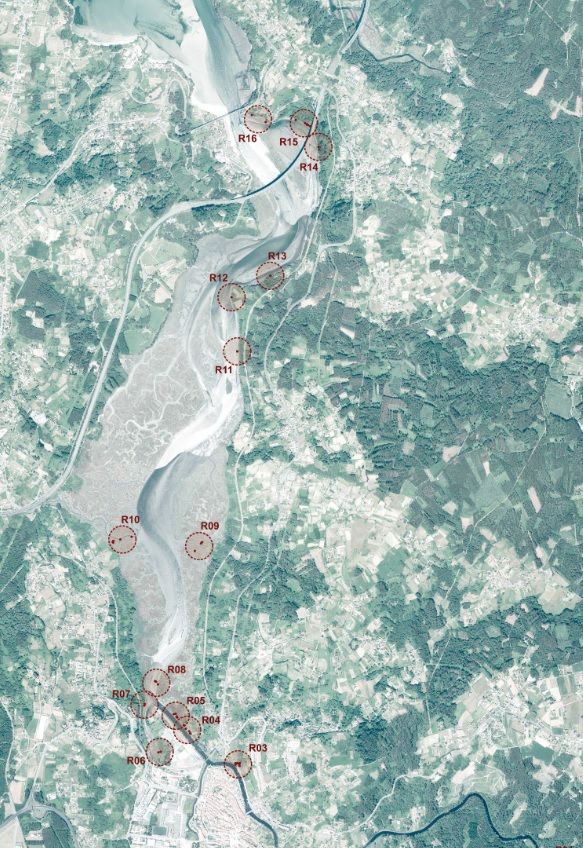 Mapa coa localización dos restos na Ría de Betanzos. Fonte: Reserva da Biosfera