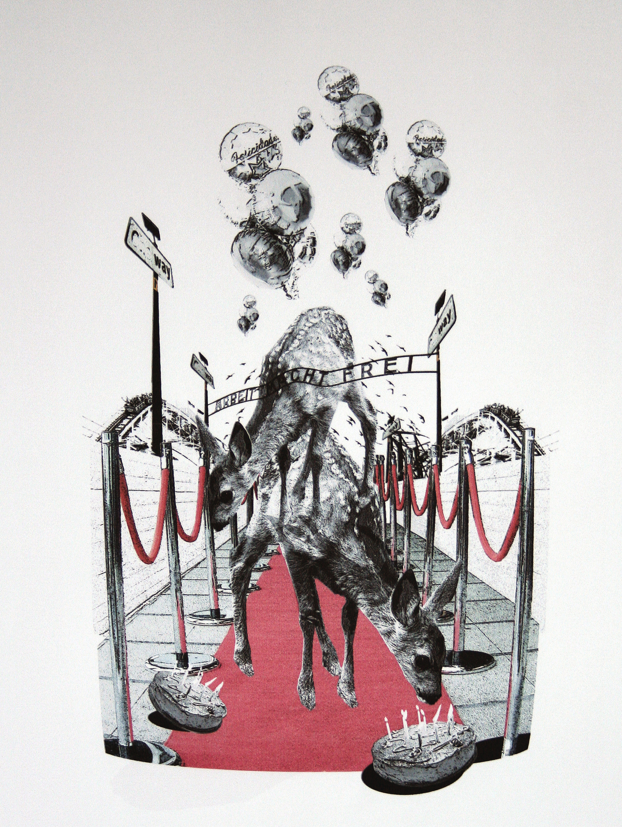 Suso Fandiño, Of deers and men 3, 2009, tinta china y acuarela sobre papel, 170 x 125 cm