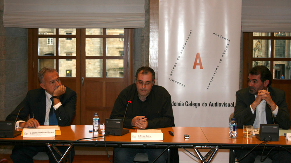 José Luis Méndez Romeu, Pepe Coida e Anxo Quintana, onte no encontro. Foto: CCG