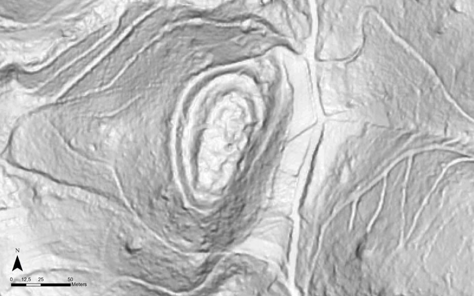 Imaxe: representación LIDAR das estruturas arqueolóxicas de Niñóns