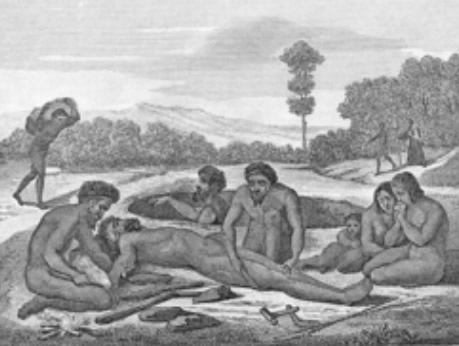 Gravado do libro orixinal describindo os costumes aborixes.