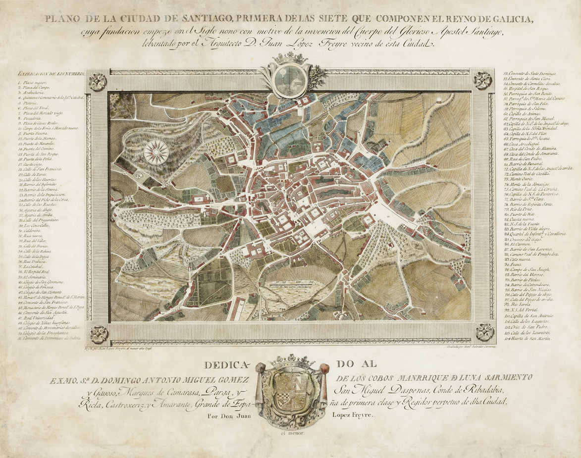 1796. Plano de Santiago de Compostela. Juan López Freyre, o Mozo