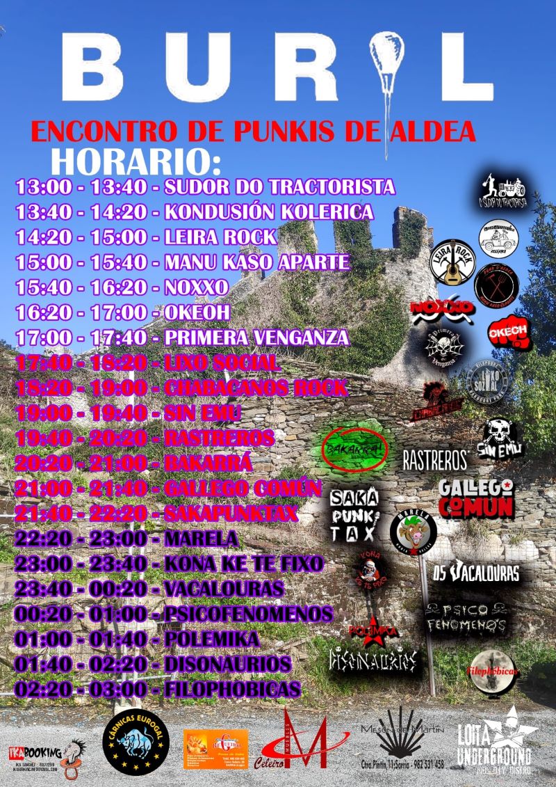 Cartel con horarios das actuacións